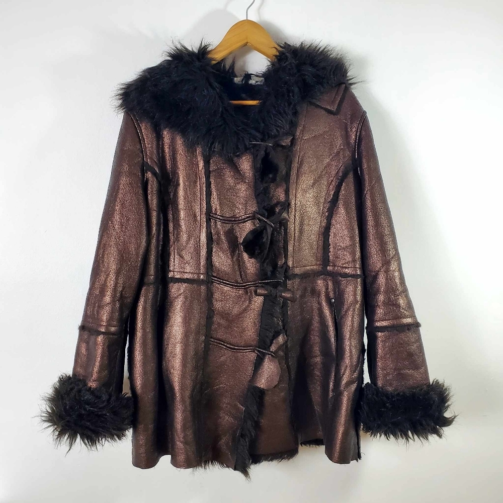 Jones New York Brown Coloured Faux Shearling Coat XL